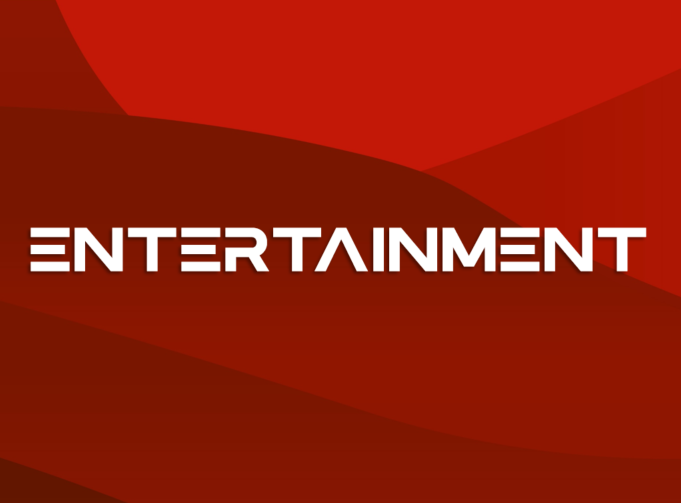 A red background with the word entertainment written in white.