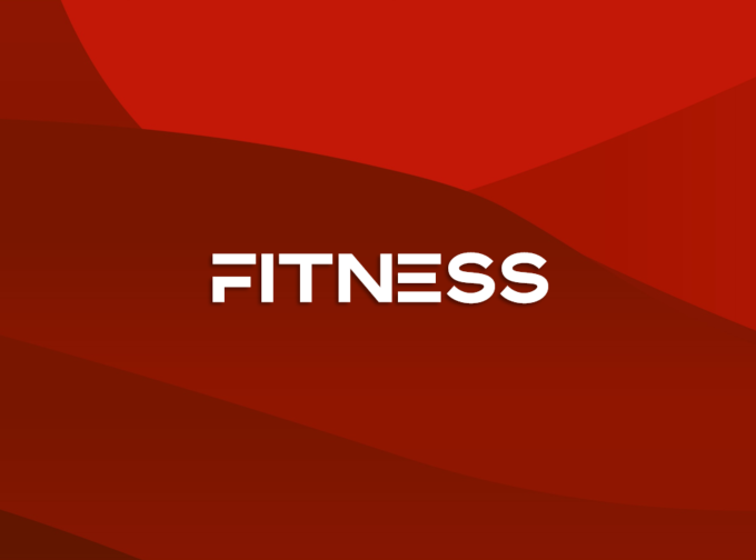 A red background with the word fitness written in white.